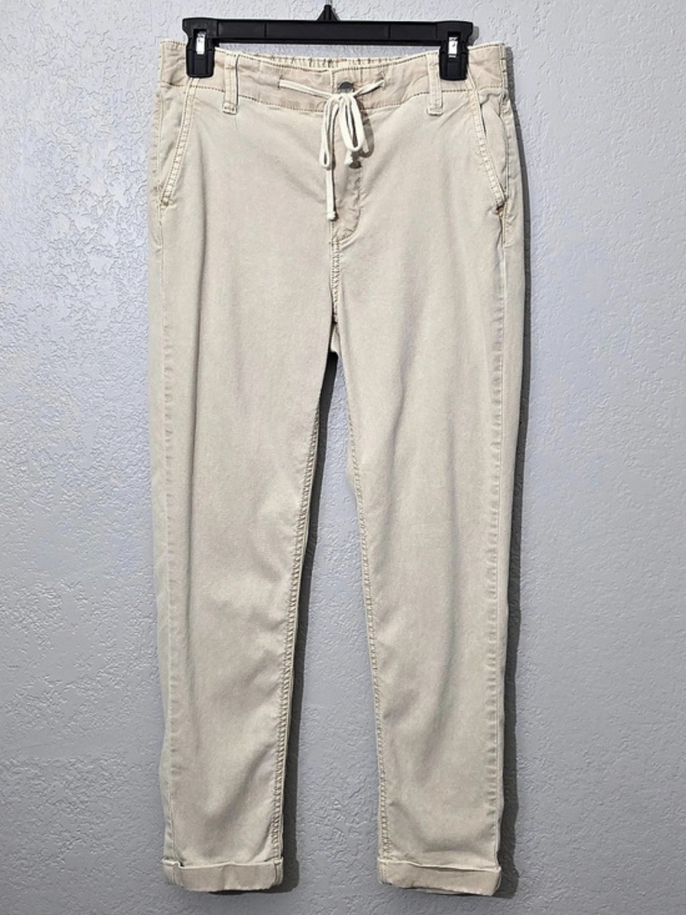 Paige Christy Cropped Jogger Pants in Beige High Rise Elastic Waist Women 27